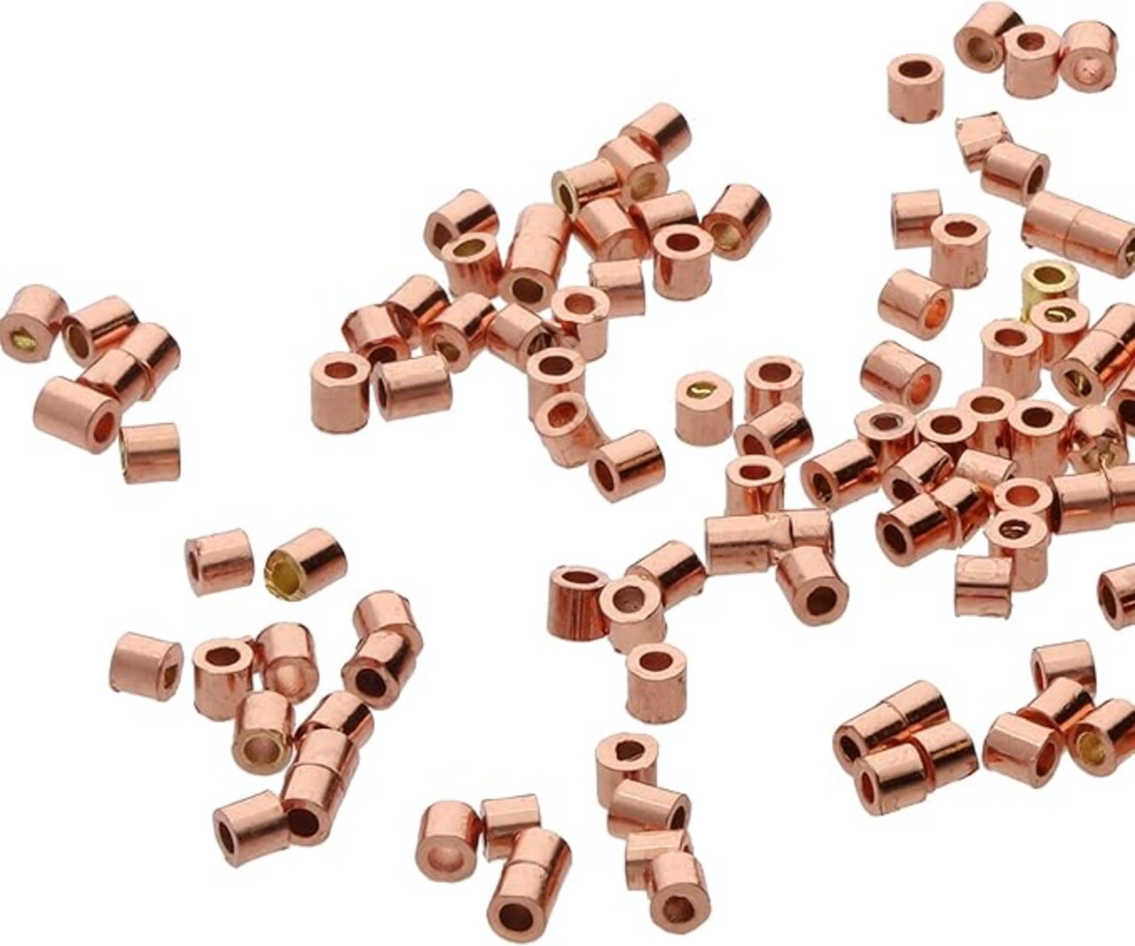 The Beadsmith Tube Crimp Beads, Gold Color, Uniform Cylindrical Shape, No Sharp Edges, Designed to Secure the Ends of Jewelry Stringing Wires and Cables